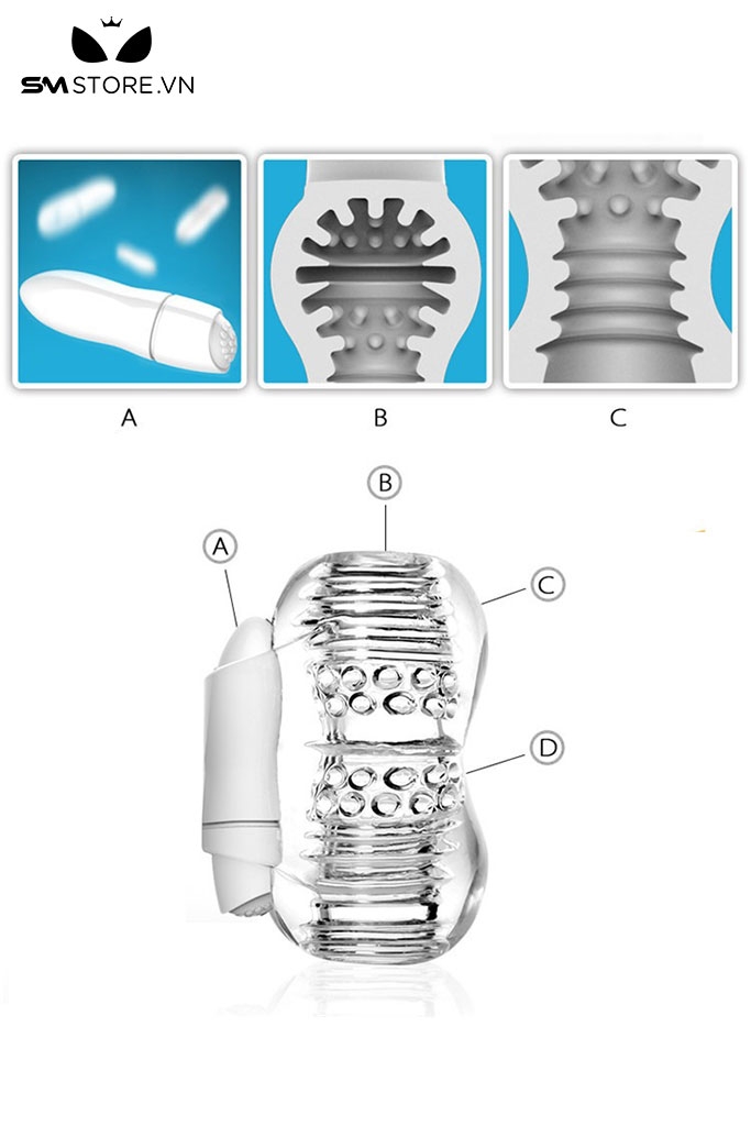 SMT1215 - Vòng đeo dương vật có 9 tần số rung dùng sạc dài 91mm