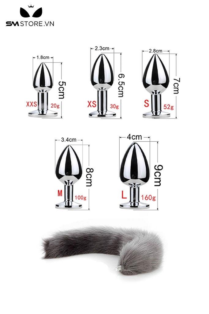 SMT042 - butt plug cosplay đuôi cáo với phích cắm mông hình xoắn ốc