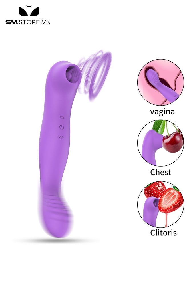 SMT2733 - Máy rung liếm hút 2 đầu có 10 chế độ dài 19cm sạc điện