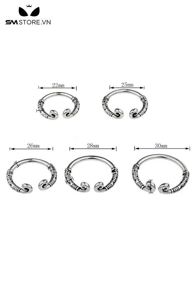 SMT2251 - Vòng đeo đầu khấc inox cao cấp không gỉ có 4 kích cỡ