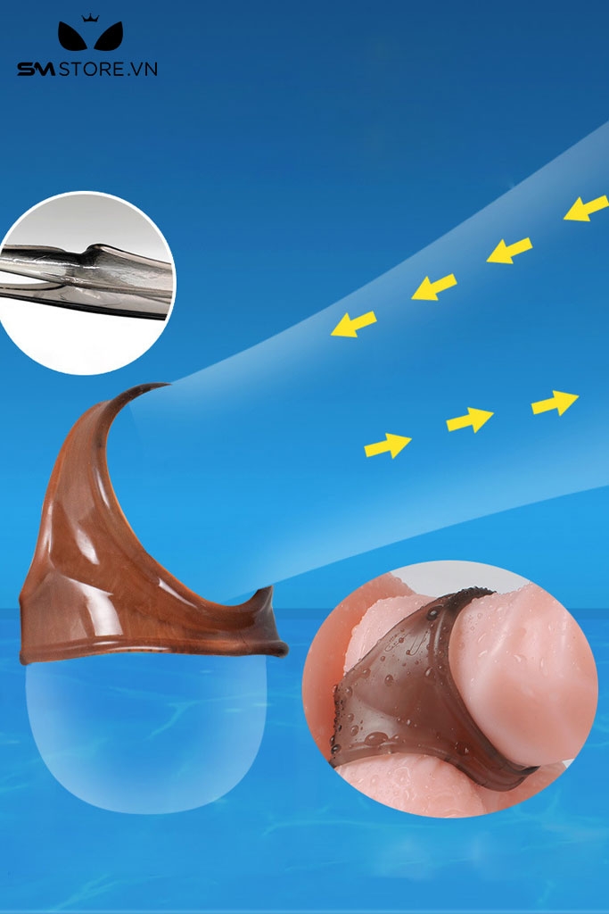 SMT799 - Vòng đeo dương vật silicon có rung màu đen dài 70mm