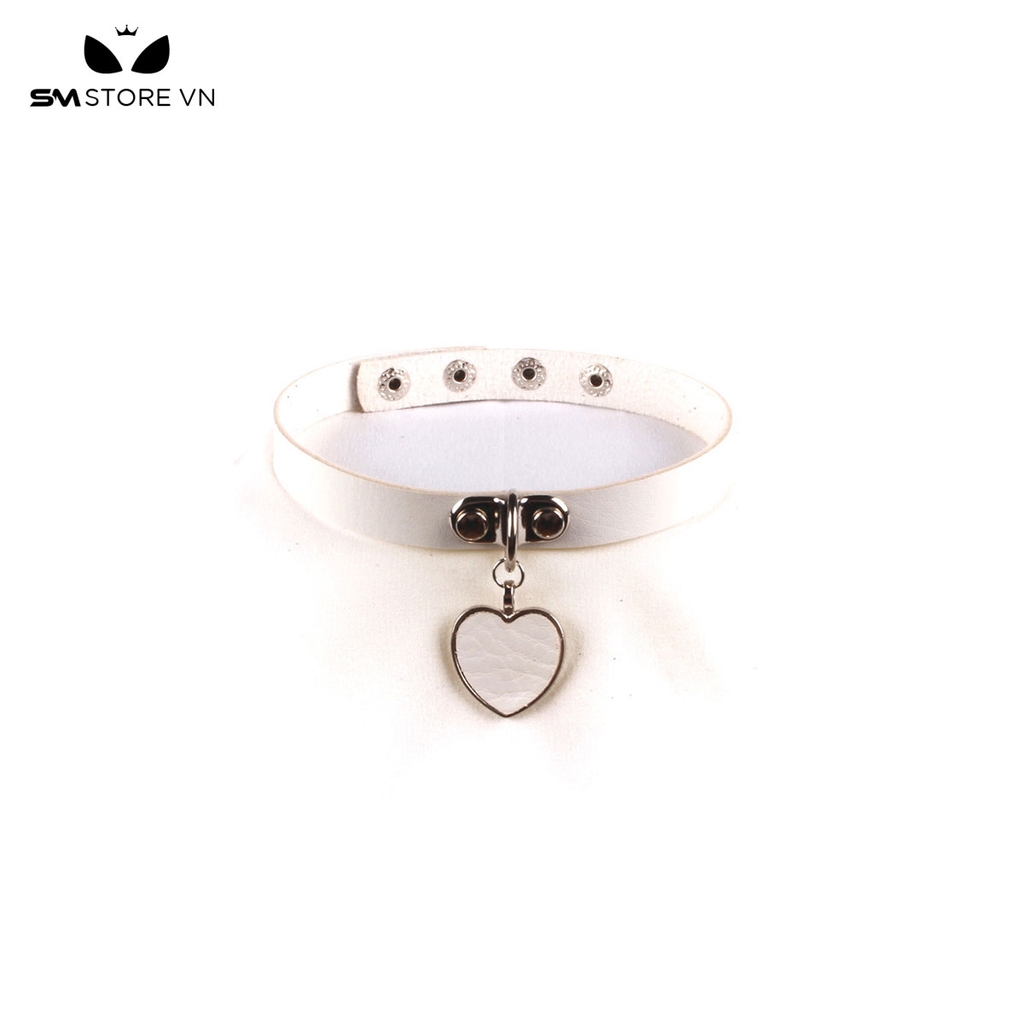 SMP098 - Vòng cổ chocker trái tim đặc với chất liệu da PU