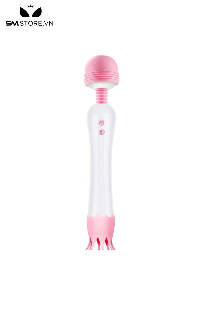 SMT467 - Chày rung đầu lưỡi vương miện silicon dài 17cm màu trắng