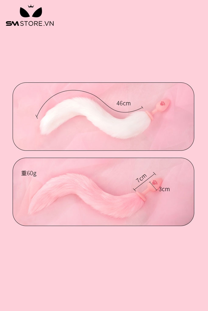 SMT1051 - Đuôi cáo cosplay phích cắm hậu môn silicon dài 53cm