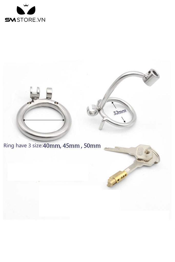 SMT2689 - Khóa dương vật inox dạng lồng có 2 thanh dài 47mm
