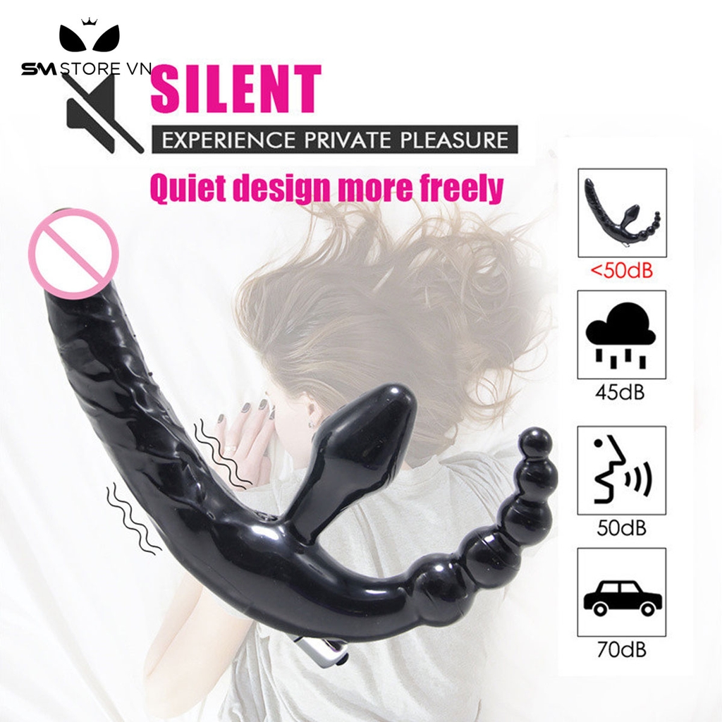 SMT1253 - Dương vật 3 đầu có phích cắm hậu môn 5 tầng dài 21cm