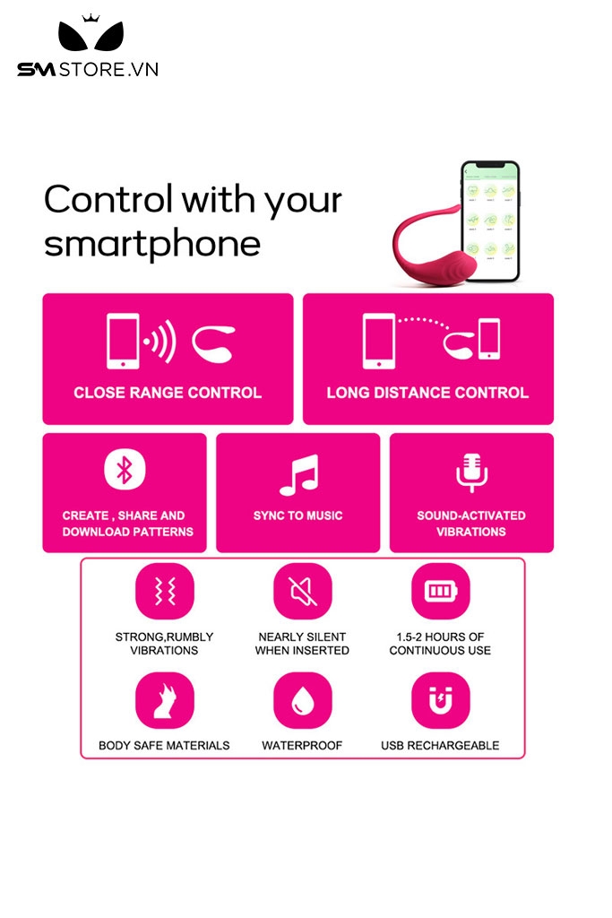 SMT1957 - Trứng rung điều khiển từ xa có độ ồn thấp dài 10.2cm