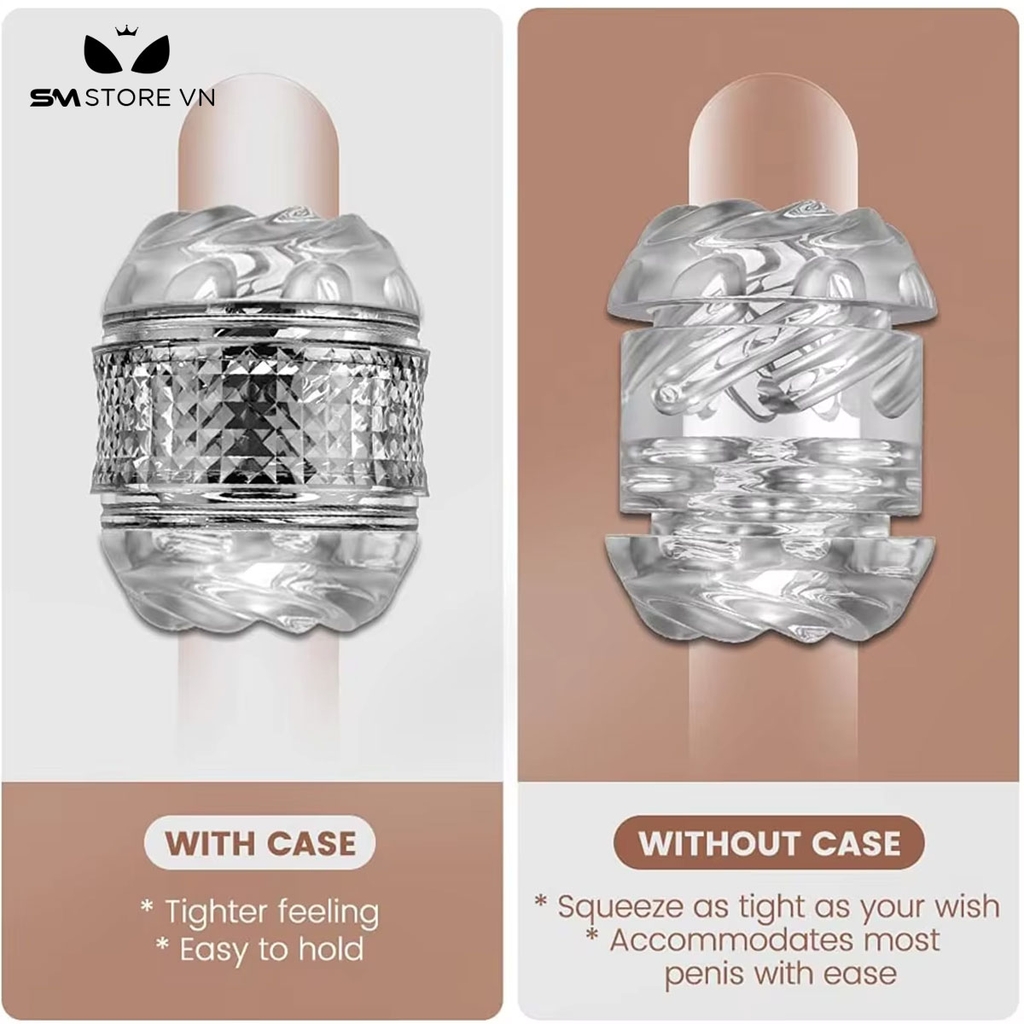 SMT1788 - Cốc thủ dâm hai đầu pha lê silicon trong suốt dài 4.5cm