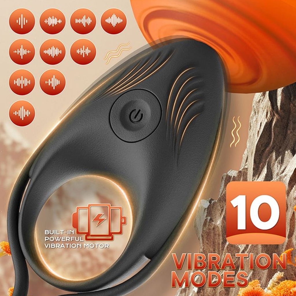 SMT1813 - Vòng đeo dương vật có 10 tần số rung chất liệu silicon mềm