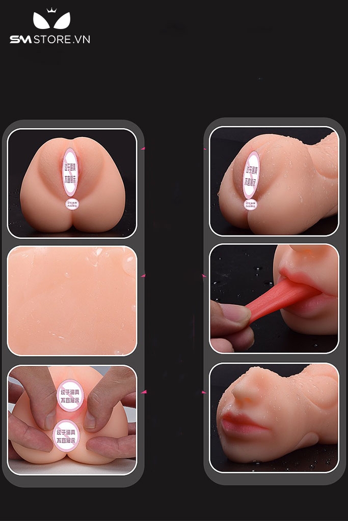 SMT1142 - Âm đạo giả silicon hai đầu miệng và âm đạo dài 17cm