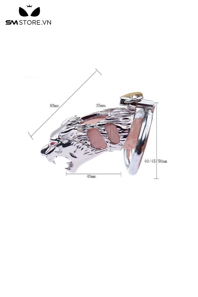 SMT656 - Khóa dương vật inox hình con hổ dài 70mm với 3 size