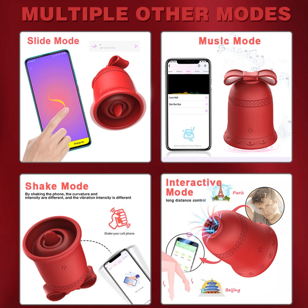 SMT1561 - Máy rung hút 10 tần số có lưỡi liếm hình chuông đỏ