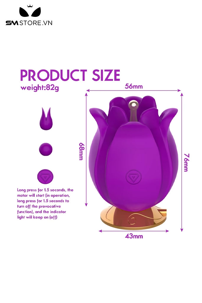 SMT2503 - Máy rung âm vật hình bông hoa tuilip có 10 tần số sạc điện