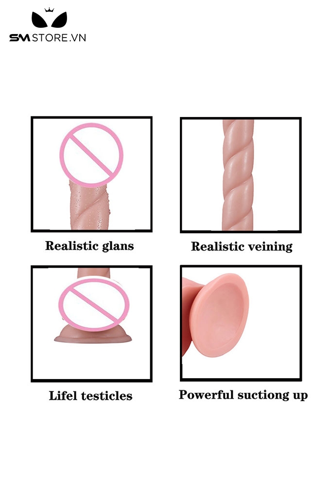 SMT1658 - Dương vật giả dài 32.5cm hình xoắn ốc bằng silicon mềm