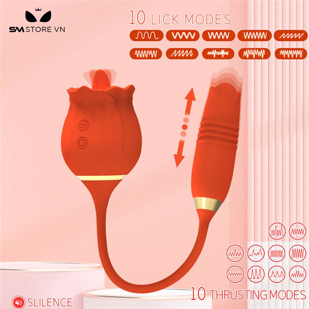 SMT476 - Trứng rung 2 đầu silicon có lưỡi liếm hình hoa hồng
