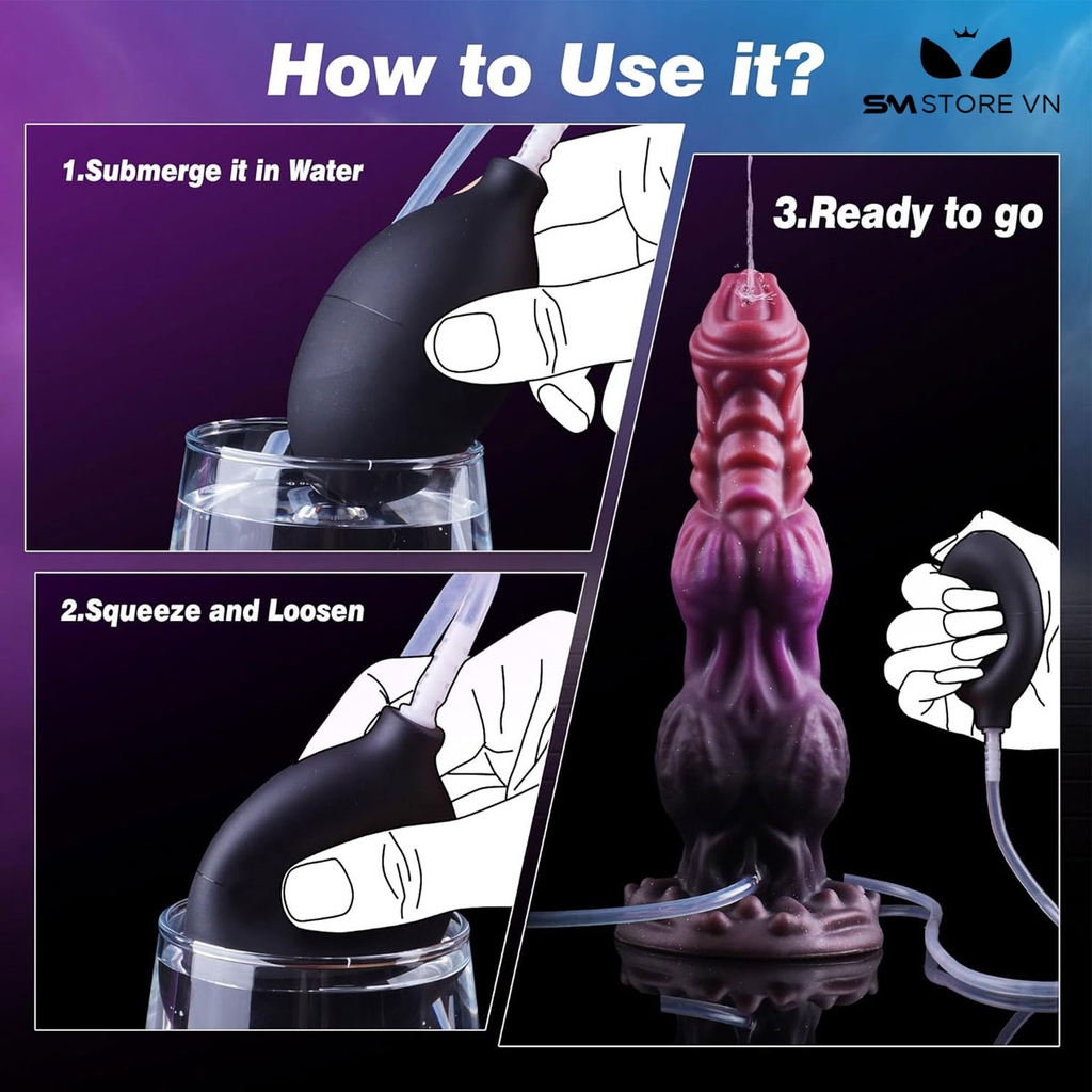 SMT2223 - Dương vật giả monster bắn tinh silicon mềm có 3 size