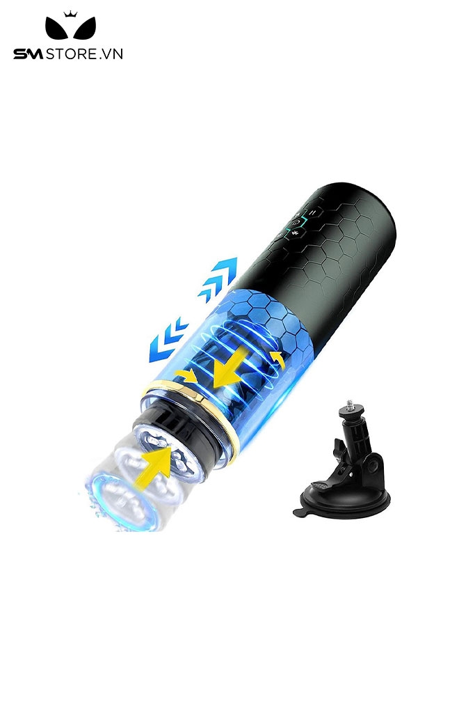 SMT597 - Cốc thủ dâm âm đạo nhiều gai nổi silicon tự động dài 286mm