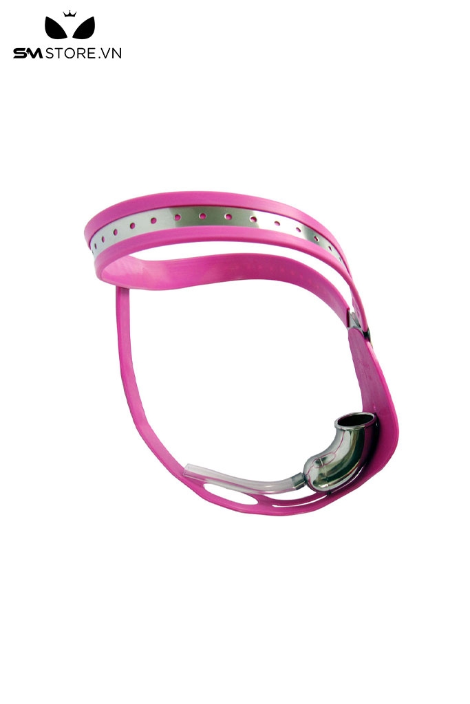 SMT2121 - Đai trinh tiết hồng hình trái tim có khóa kèm anal bead