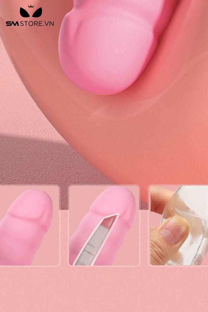 SMT1032 - Máy rung 2 đầu silicon rung thụt và hút liếm dài 34cm