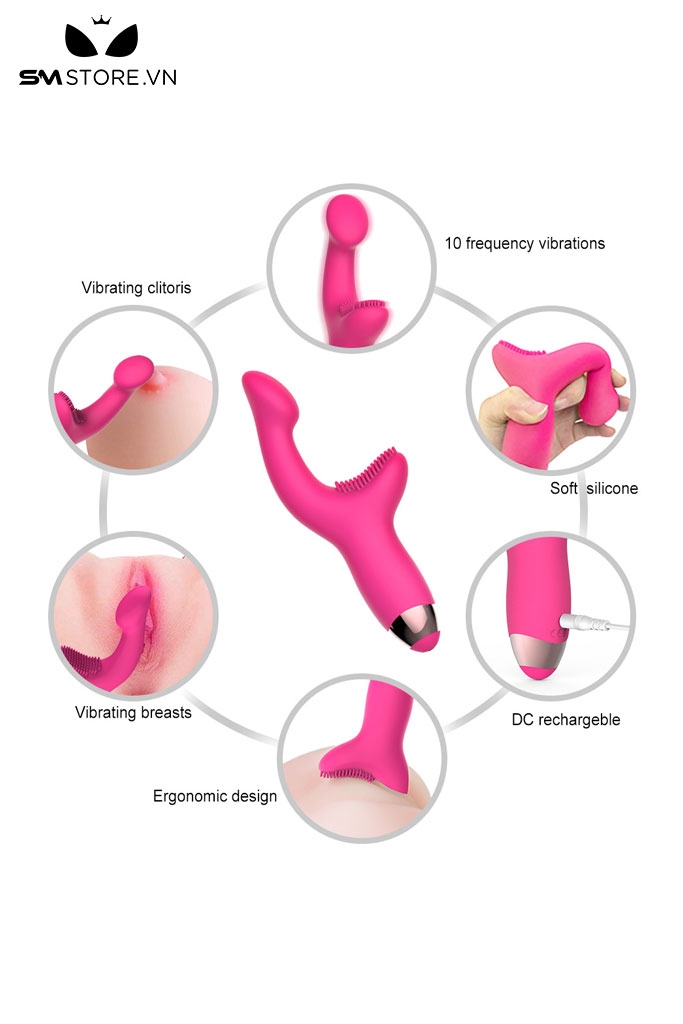 SMT1278 - Máy rung ngón tay silicon có 10 tần số có bề mặt gai