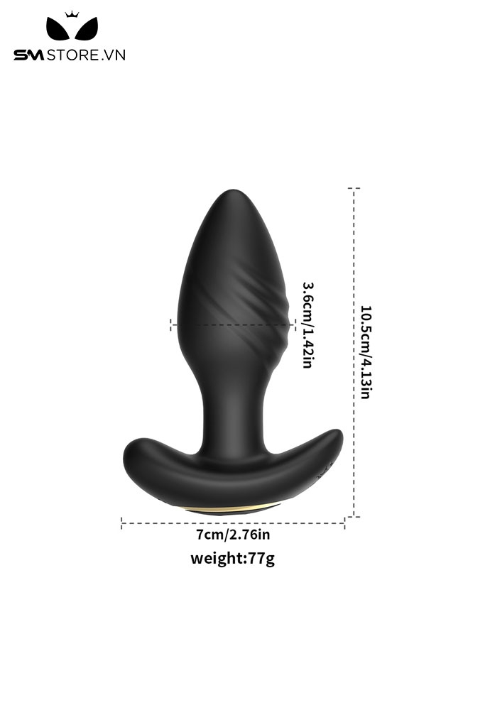 SMT1026 - Butt plug xoắn ốc hậu môn rung ngoáy 360 độ điều khiển từ xa
