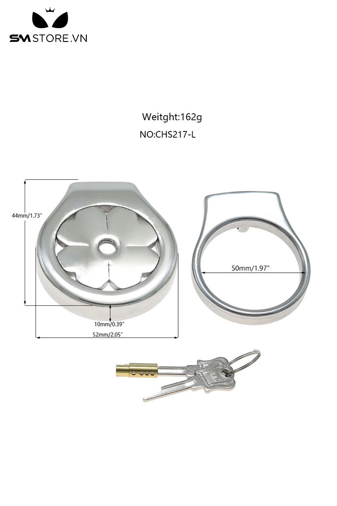SMT2638 - Khóa dương vật inox mặt dẹt hình cỏ ba có 4 nhánh