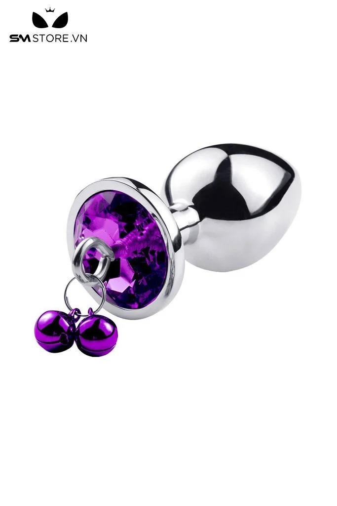 SMT1362 - Phích cắm hậu môn inox có đế hình trái tim mix 2 chuông