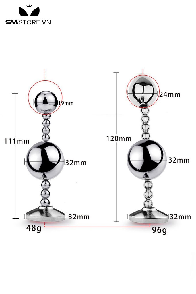 SMT2506 - Anal bead inox cao cấp không gỉ gồm chuỗi hạt có 3 size