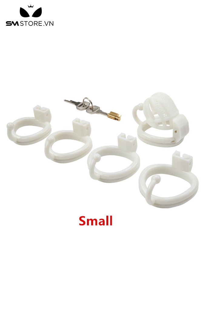 SMT2680 - Khóa dương vật tổ ong nhựa có 4 vòng đeo kèm thanh móc