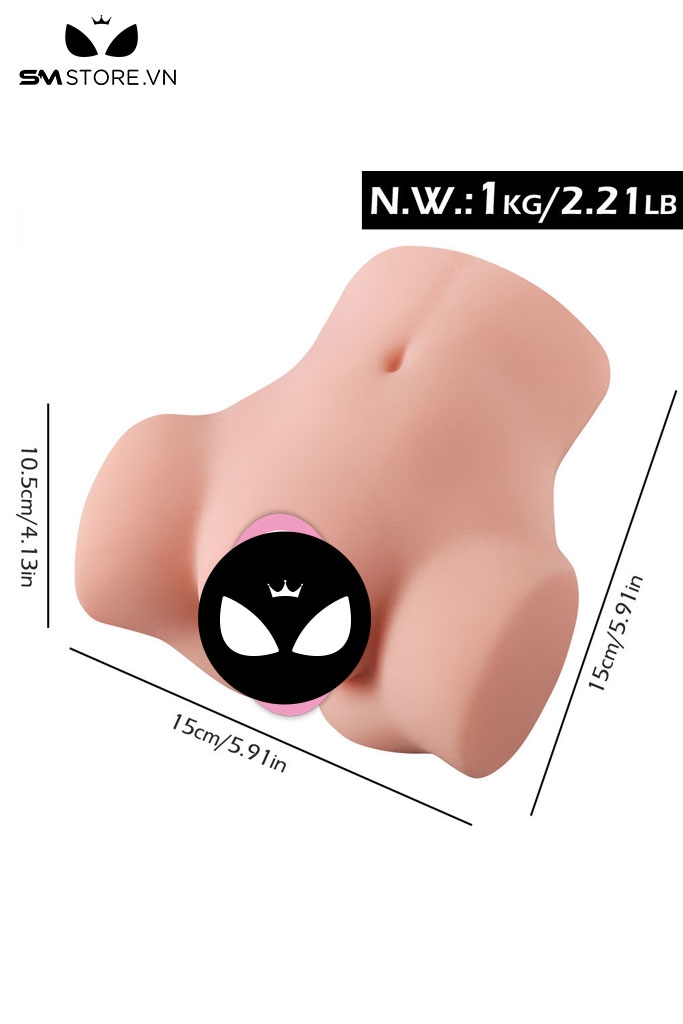SMT2753 - Mông giả nguyên khối dài 15cm với 2 lỗ âm đạo và hậu môn