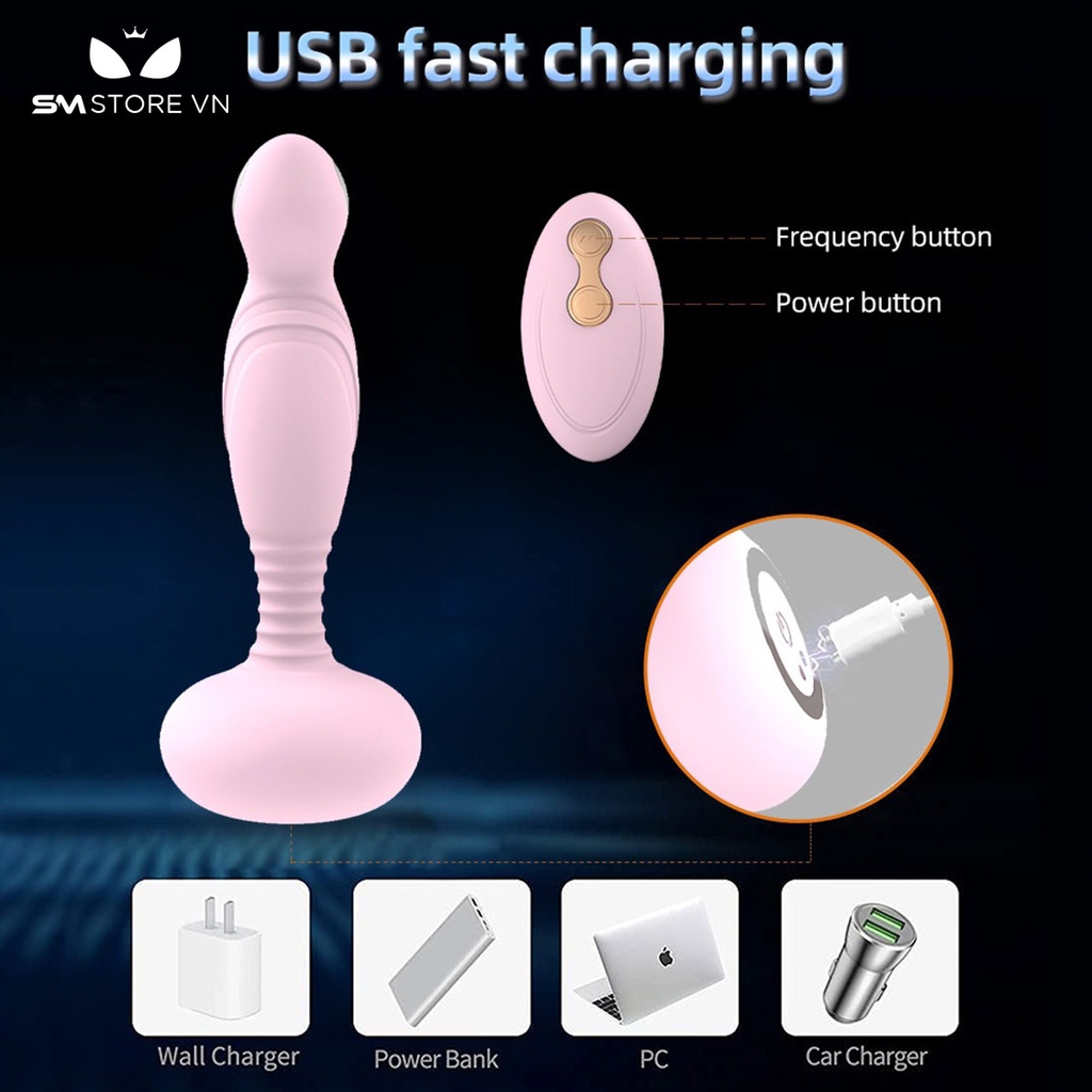 SMT1379 - Máy rung hậu môn điều khiển từ xa chống nước sạc USB