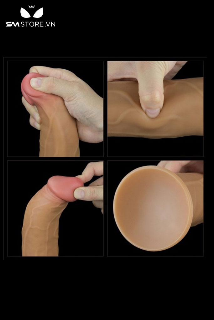 SMT846 - Dương vật giả silicon với 10 chế độ rung và ngoáy dài 205mm