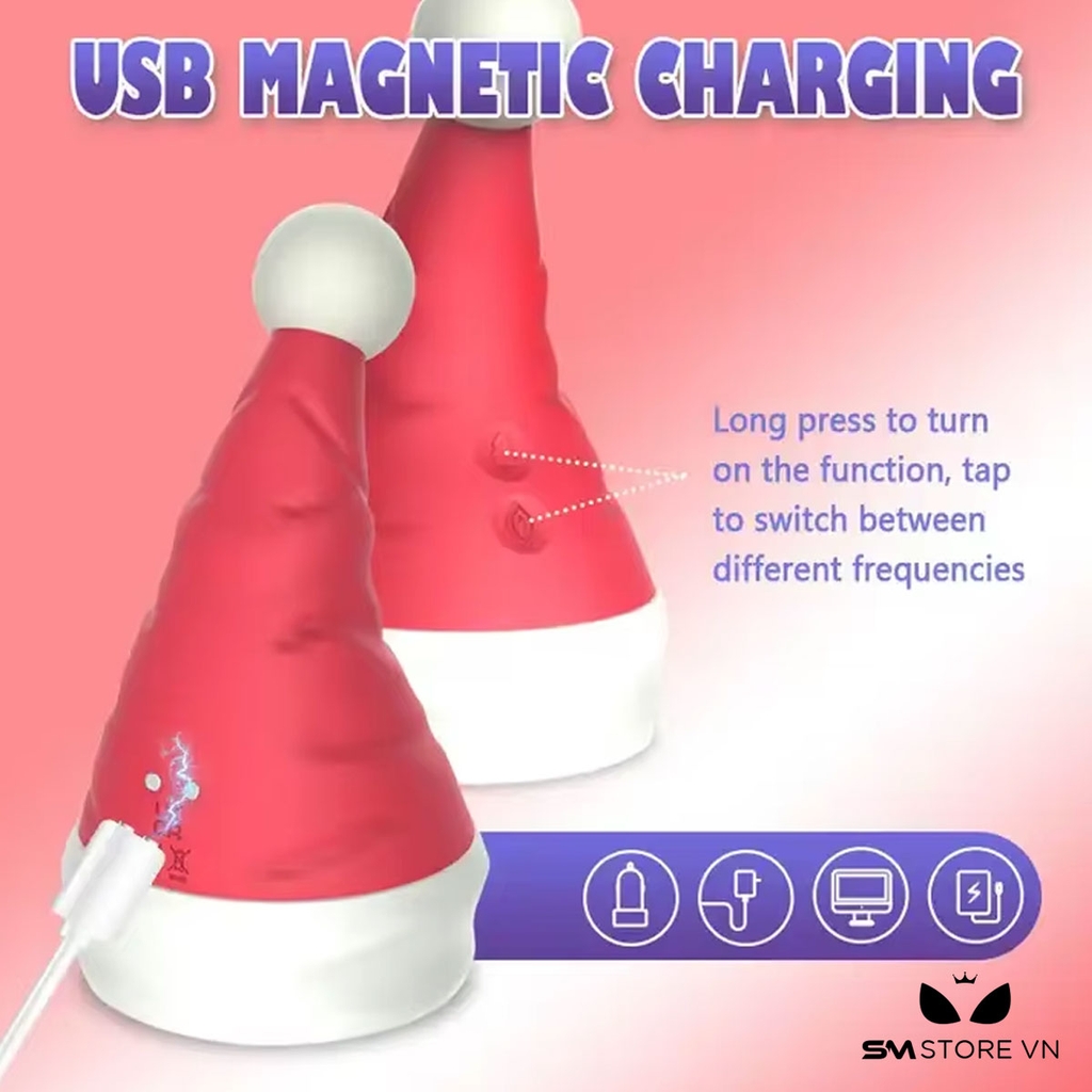 SMT1497 - Trứng rung 10 chế độ ngụy trang mũ noel có bi lăn