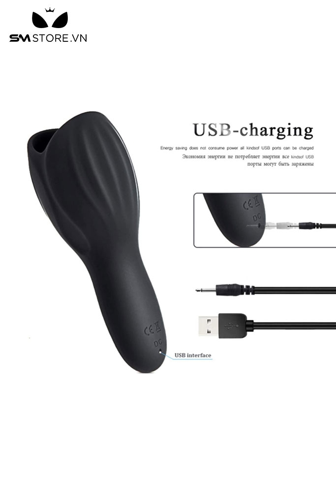 SMT601 - Cốc thủ dâm silicon rung nhiều chế độ dài 1398mm màu đen