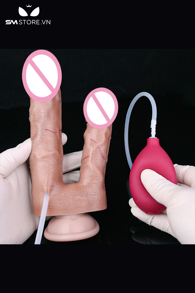 SMT2824 - Dương vật giả silicon 2 đầu bắn tinh dài 10.5 và 21cm