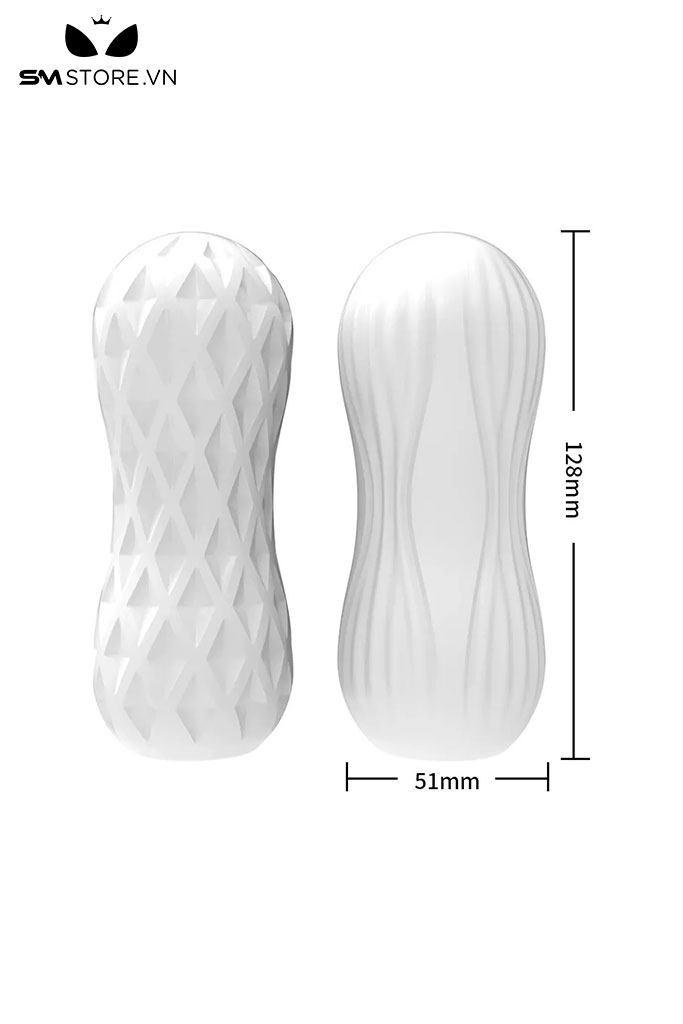 SMT1213 - Cốc thủ dâm anime silicon trắng dài 128mm hình xoắn ốc