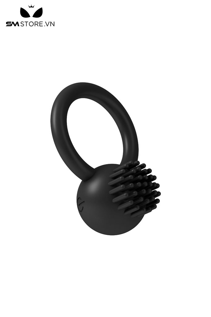 SMT537 - Vòng đeo dương vật silicon có gai màu đen với 10 chế độ rung
