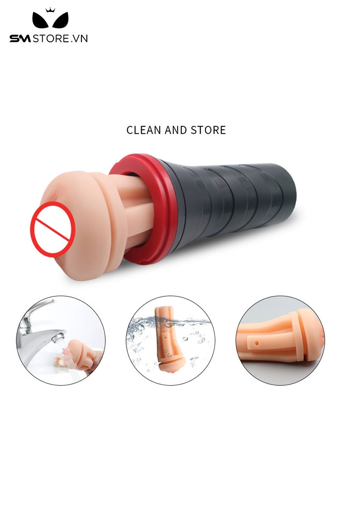 SMT2431 - Cốc thủ dâm silicon hình âm đạo giả dài 22cm tháo rời được