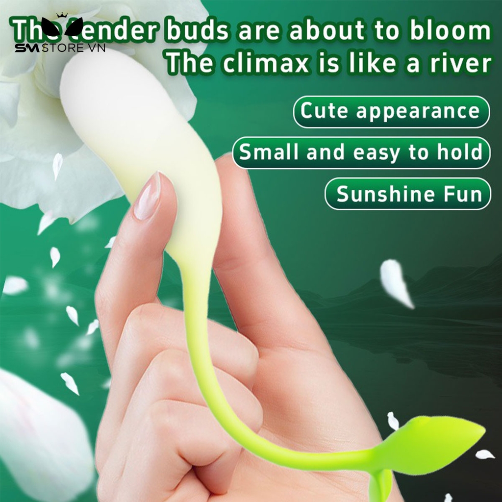 SMT1248 - Trứng rung silicon mini cỏ mầm có 9 tần số chống nước