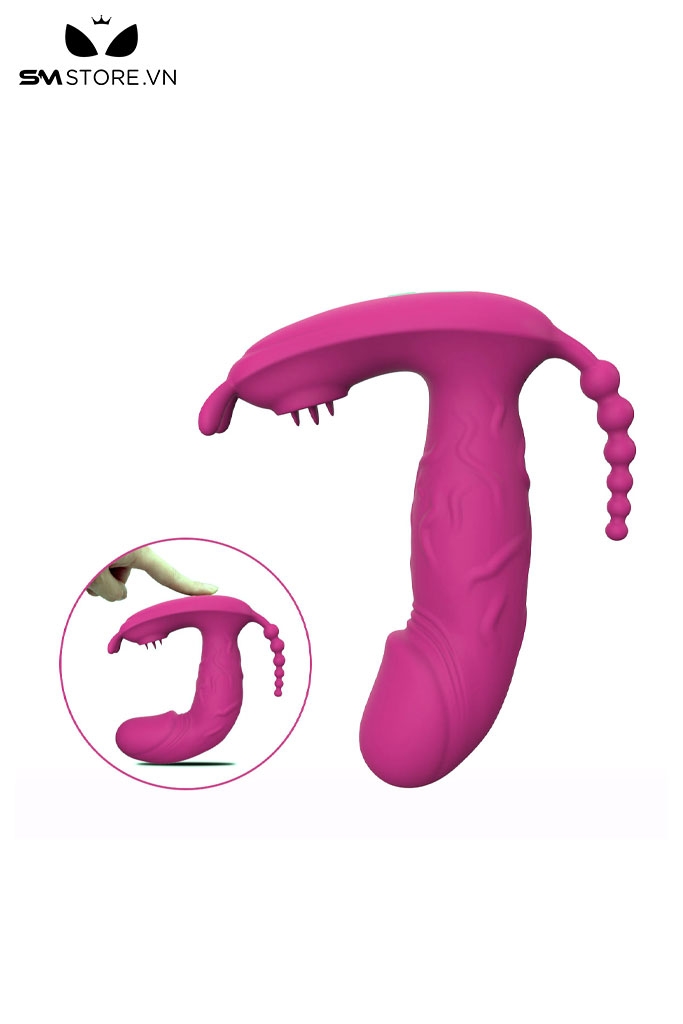 SMT2738 - Máy rung 2 đầu tai thỏ có lưỡi liếm có 9 tần số sạc điện