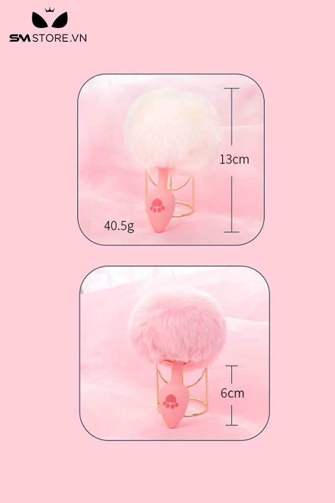 SMT1052 - Cosplay đuôi thỏ với phích cắm hậu môn silicon chân mèo