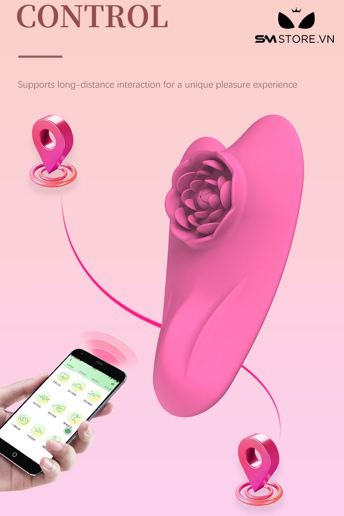 SMT2813 - Máy rung âm vật bông hoa hồng có hình trái tim sạc điện