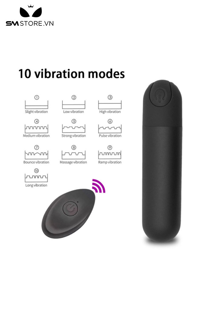 SMT1012 - Trứng rung điều khiển từ xa với 10 tần số dài 76mm sạc USB