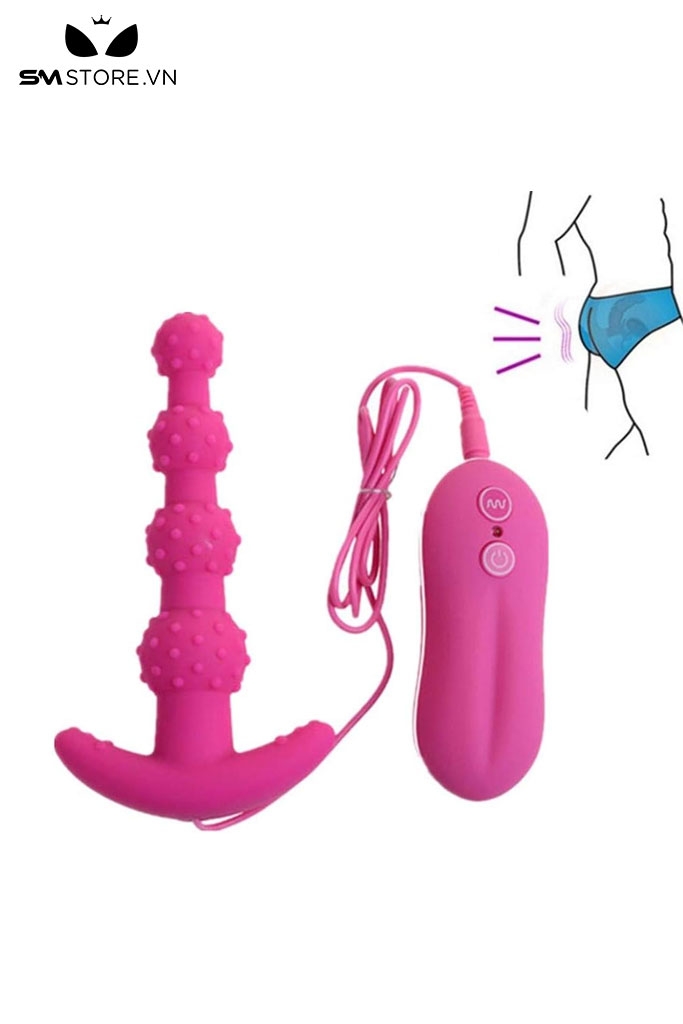 SMT1973 - Anal bead rung 10 tần số có gai bằng silicon mềm