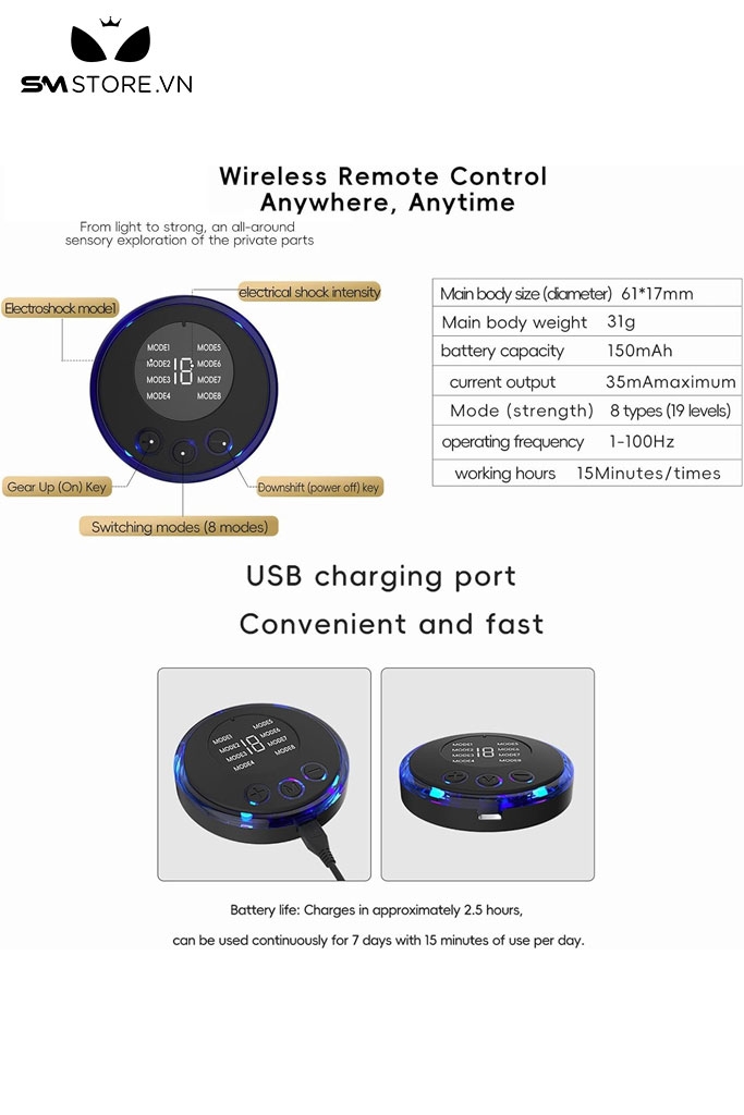 SMT3040 - Sounding đồ chơi niệu đạo inox trơn có chế độ sốc điện