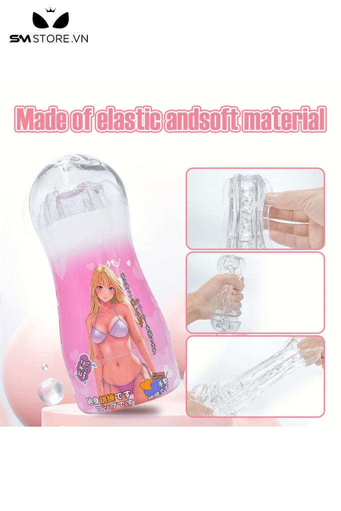 SMT1664 - Cốc thủ dâm silicon âm đạo và hậu môn trong suốt dài 17cm