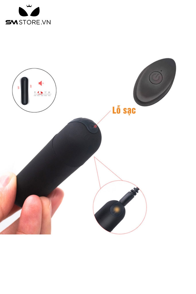 SMT1012 - Trứng rung điều khiển từ xa với 10 tần số dài 76mm sạc USB