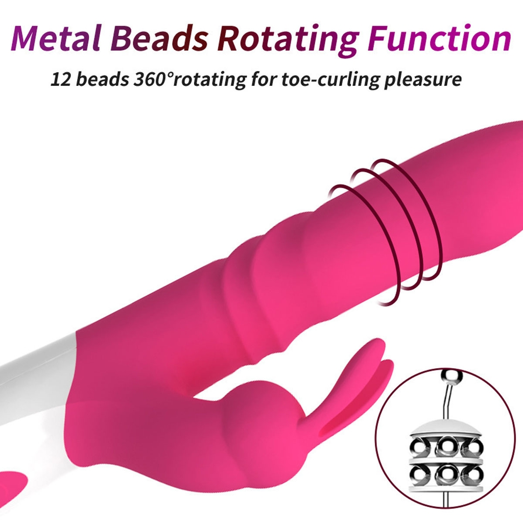 SMT2351 - Dương vật giả rung xoay thụt tai thỏ có hạt dài 23.5cm