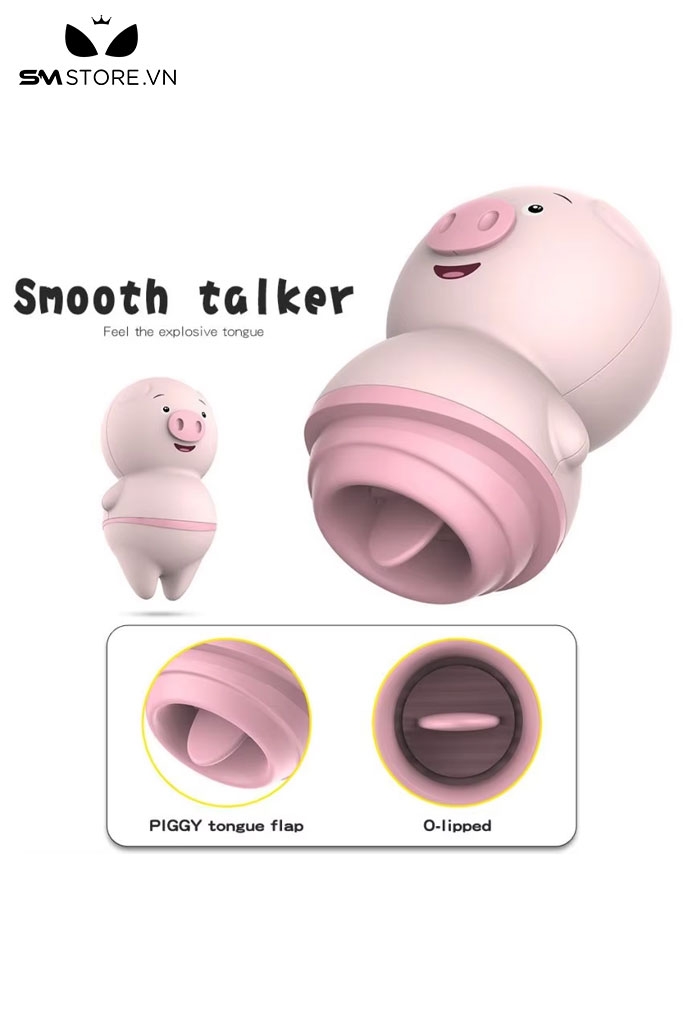 SMT508 - Lưỡi rung hình con heo kích thích điểm G dài 81mm màu hồng
