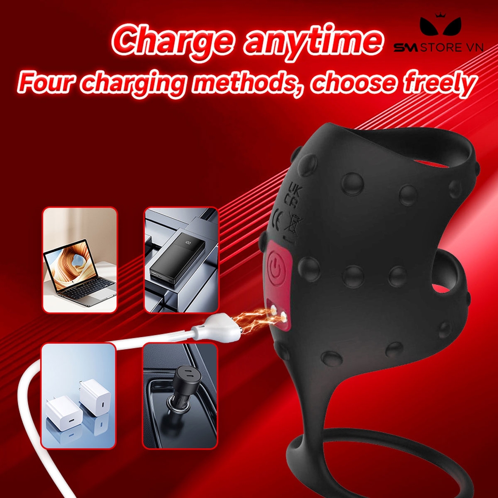 SMT2605 - Vòng rung đeo dương vật có 10 chế độ sạc điện